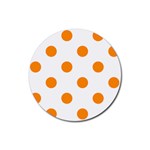 Polka Dots - Dark Orange on White Rubber Round Coaster (4 pack)