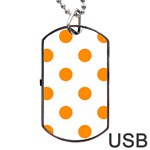 Polka Dots - Dark Orange on White Dog Tag USB Flash (Two Sides)