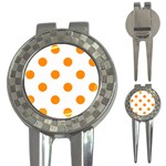 Polka Dots - Dark Orange on White 3-in-1 Golf Divot