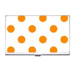 Polka Dots - Dark Orange on White Business Card Holder