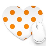Polka Dots - Dark Orange on White Heart Mousepad