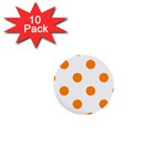 Polka Dots - Dark Orange on White 1  Mini Button (10 pack)
