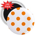 Polka Dots - Dark Orange on White 3  Magnet (100 pack)
