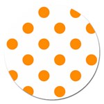 Polka Dots - Dark Orange on White Magnet 5  (Round)