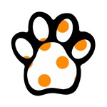 Polka Dots - Dark Orange on White Magnet (Paw Print)