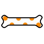 Polka Dots - Dark Orange on White Magnet (Dog Bone)