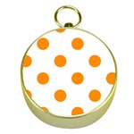 Polka Dots - Dark Orange on White Gold Compass