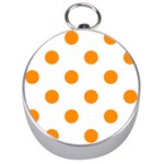 Polka Dots - Dark Orange on White Silver Compass