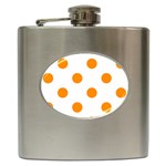 Polka Dots - Dark Orange on White Hip Flask (6 oz)