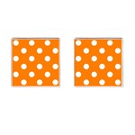 Polka Dots - White on Orange Cufflinks (Square)