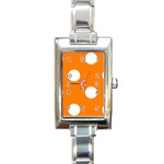 Polka Dots - White on Orange Rectangle Italian Charm Watch