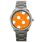 Polka Dots - White on Orange Sport Metal Watch