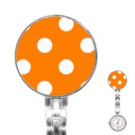 Polka Dots - White on Orange Stainless Steel Nurses Watch