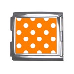 Polka Dots - White on Orange Mega Link Italian Charm (18mm)