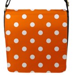 Polka Dots - White on Orange Flap Closure Messenger Bag (S)