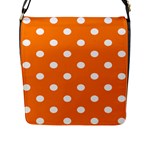 Polka Dots - White on Orange Flap Closure Messenger Bag (L)