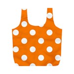 Polka Dots - White on Orange Full Print Recycle Bag (M)