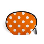 Polka Dots - White on Orange Accessory Pouch (Small)