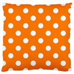Polka Dots - White on Orange Large Cushion Case (One Side)