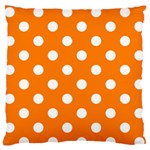 Polka Dots - White on Orange Large Flano Cushion Case (One Side)
