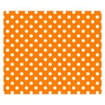 Polka Dots - White on Orange Double Sided Flano Blanket (Small)