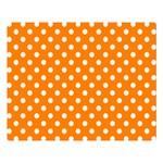 Polka Dots - White on Orange Double Sided Flano Blanket (Large)