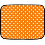 Polka Dots - White on Orange Fleece Blanket (Mini)