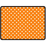 Polka Dots - White on Orange Fleece Blanket (Large) (One Side)