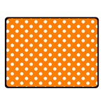 Polka Dots - White on Orange Fleece Blanket (Small) (One Side)
