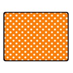 Polka Dots - White on Orange Double Sided Fleece Blanket (Small) (Two Sides)