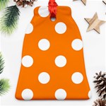 Polka Dots - White on Orange Bell Ornament (Two Sides)