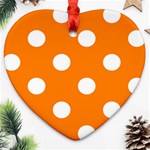 Polka Dots - White on Orange Ornament (Heart)