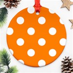 Polka Dots - White on Orange Ornament (Round)
