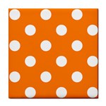 Polka Dots - White on Orange Tile Coaster