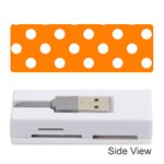 Polka Dots - White on Orange Memory Card Reader (Stick)