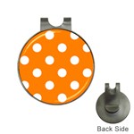 Polka Dots - White on Orange Golf Ball Marker Hat Clip
