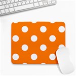 Polka Dots - White on Orange Small Mousepad