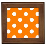 Polka Dots - White on Orange Framed Tile
