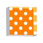 Polka Dots - White on Orange 4 x 4  Acrylic Photo Block