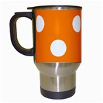 Polka Dots - White on Orange Travel Mug (White)