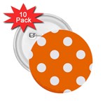 Polka Dots - White on Orange 2.25  Button (10 pack)
