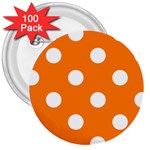 Polka Dots - White on Orange 3  Button (100 pack)