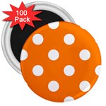 Polka Dots - White on Orange 3  Magnet (100 pack)