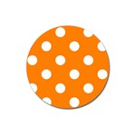 Polka Dots - White on Orange Magnet 3  (Round)