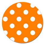 Polka Dots - White on Orange Magnet 5  (Round)