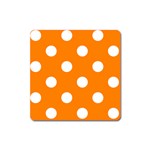 Polka Dots - White on Orange Magnet (Square)
