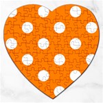 Polka Dots - White on Orange Jigsaw Puzzle (Heart)