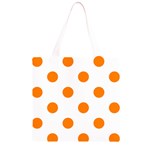 Polka Dots - Orange on White Grocery Light Tote Bag
