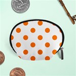 Polka Dots - Orange on White Accessory Pouch (Small)