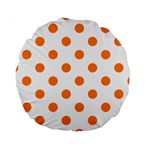 Polka Dots - Orange on White Standard 15  Premium Round Cushion